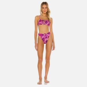 BEACH RIOT Caitlin Pink Tie-Dye Bikini Set